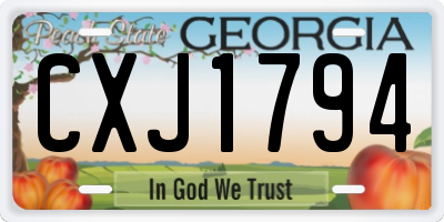 GA license plate CXJ1794