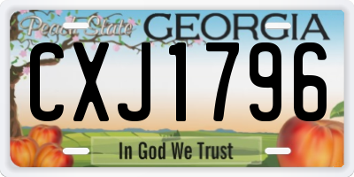 GA license plate CXJ1796