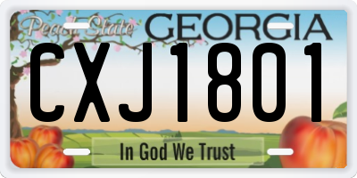 GA license plate CXJ1801