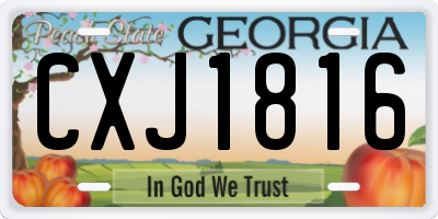 GA license plate CXJ1816