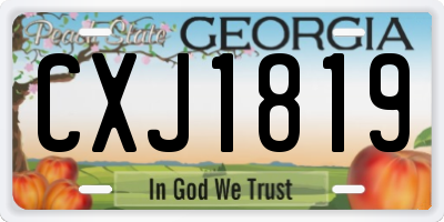 GA license plate CXJ1819