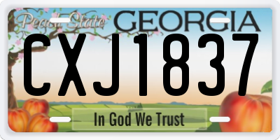 GA license plate CXJ1837