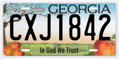 GA license plate CXJ1842
