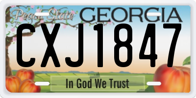 GA license plate CXJ1847