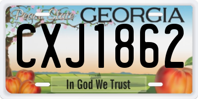 GA license plate CXJ1862