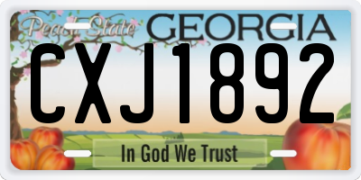 GA license plate CXJ1892