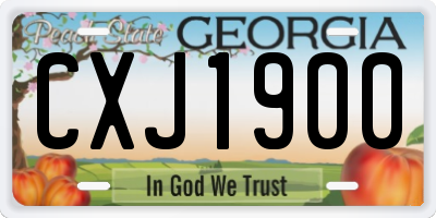 GA license plate CXJ1900