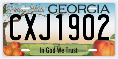 GA license plate CXJ1902