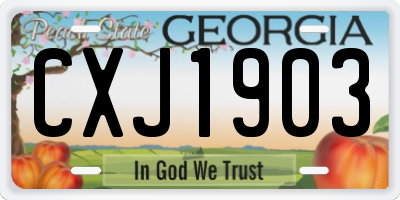 GA license plate CXJ1903
