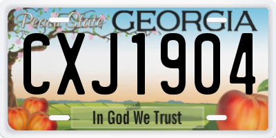 GA license plate CXJ1904