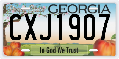 GA license plate CXJ1907