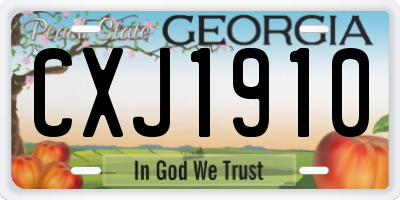 GA license plate CXJ1910