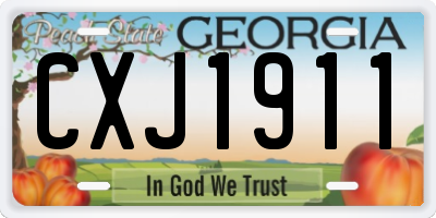GA license plate CXJ1911
