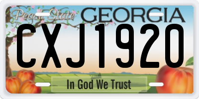 GA license plate CXJ1920