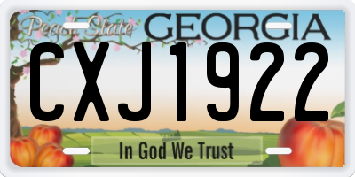 GA license plate CXJ1922