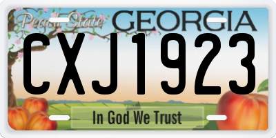 GA license plate CXJ1923