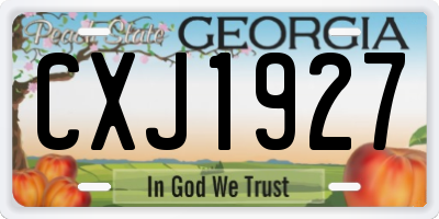 GA license plate CXJ1927