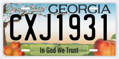 GA license plate CXJ1931
