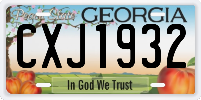 GA license plate CXJ1932