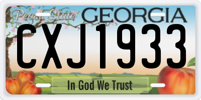 GA license plate CXJ1933