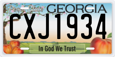 GA license plate CXJ1934