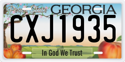 GA license plate CXJ1935