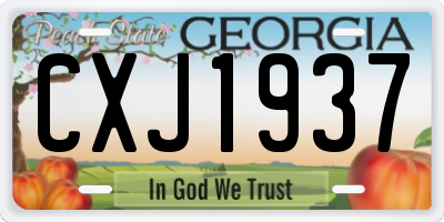 GA license plate CXJ1937