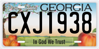 GA license plate CXJ1938