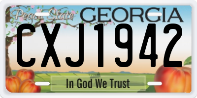 GA license plate CXJ1942