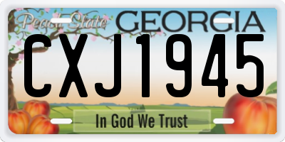 GA license plate CXJ1945