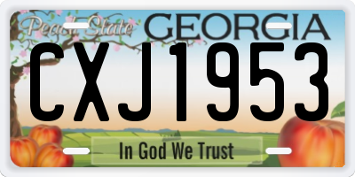 GA license plate CXJ1953