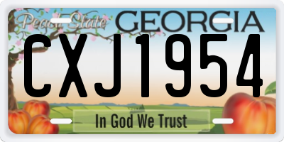 GA license plate CXJ1954