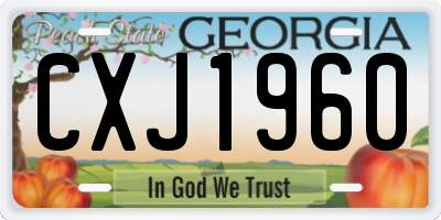 GA license plate CXJ1960