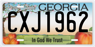 GA license plate CXJ1962