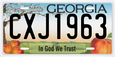 GA license plate CXJ1963