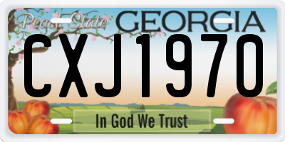 GA license plate CXJ1970