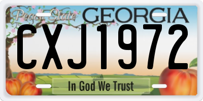 GA license plate CXJ1972