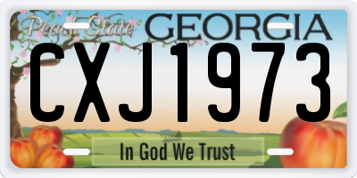 GA license plate CXJ1973