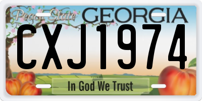 GA license plate CXJ1974