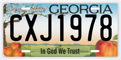GA license plate CXJ1978