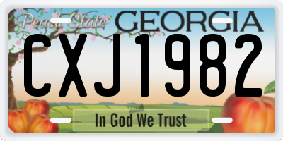 GA license plate CXJ1982