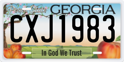 GA license plate CXJ1983