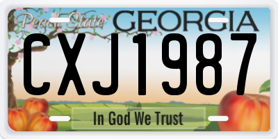 GA license plate CXJ1987