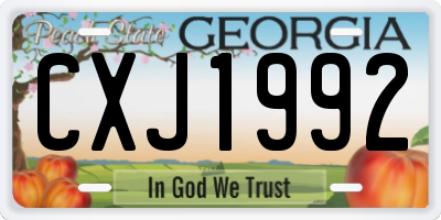 GA license plate CXJ1992