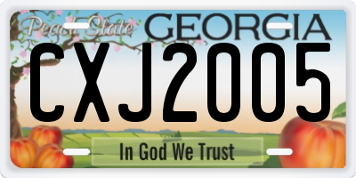 GA license plate CXJ2005