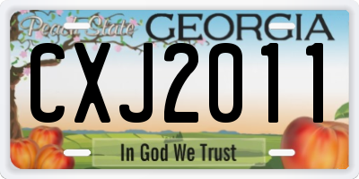 GA license plate CXJ2011