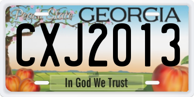 GA license plate CXJ2013