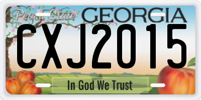 GA license plate CXJ2015