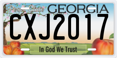 GA license plate CXJ2017