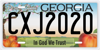 GA license plate CXJ2020